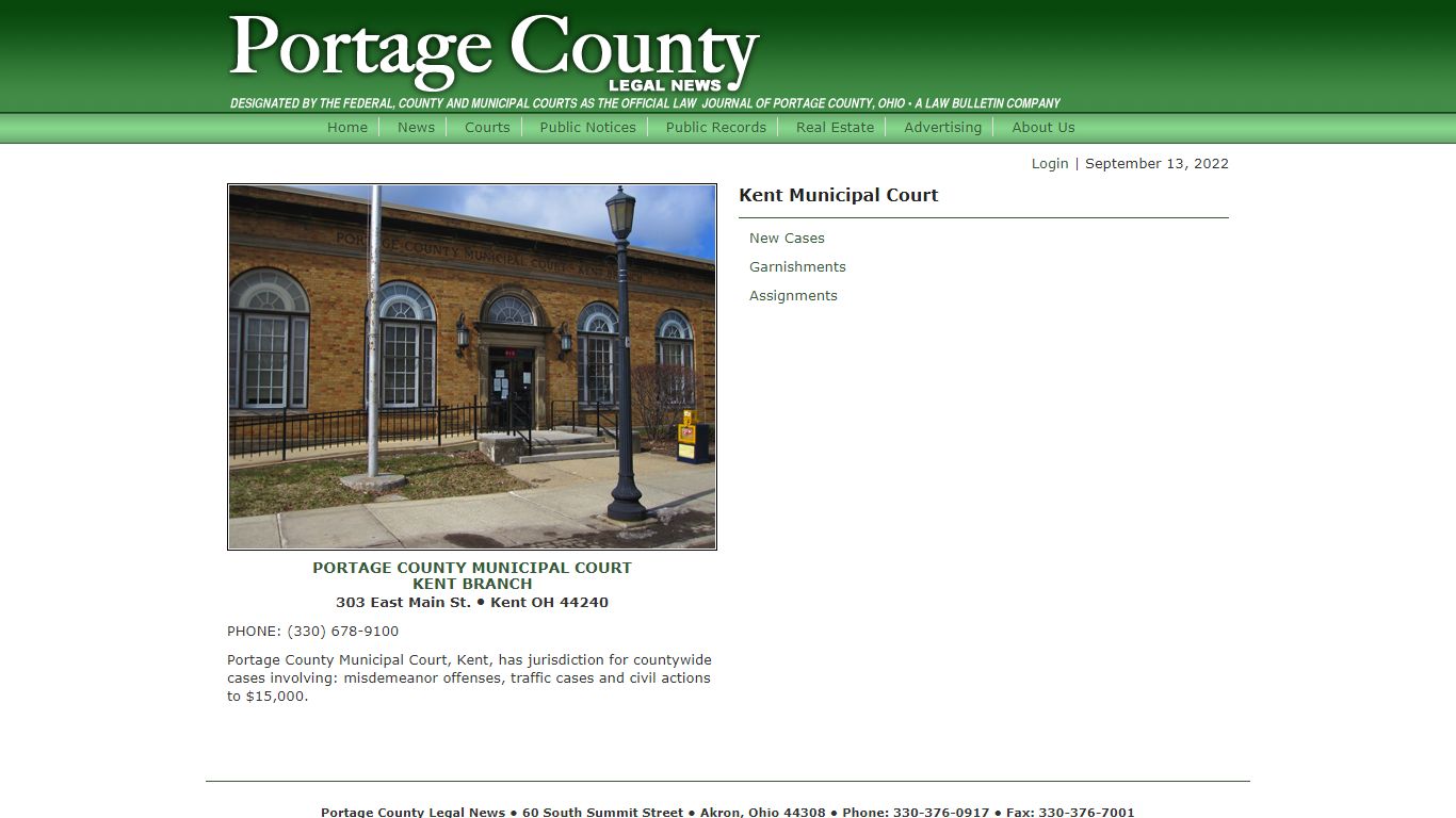 Kent Municipal Court - Portage County Legal News